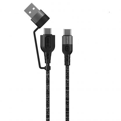 Качествен многофункционален кабел за USB към USB-C и USB-C към USB-C (150 см) - 4smarts ComboCord CA USB-A and USB-C to USB-C Cable (черен) 3
