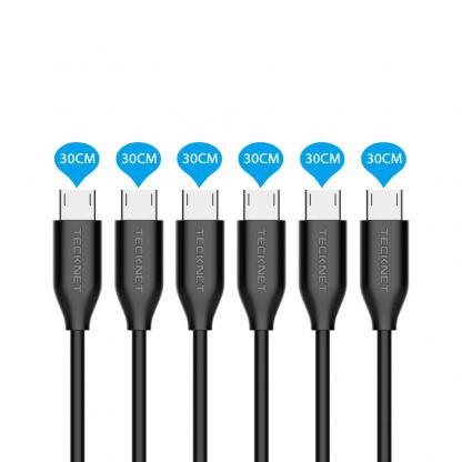 Комплект 6 броя качествени microUSB кабели за устройства с microUSB порт - Tecknet PU036 6-pack microUSB Cables (30 см) 3