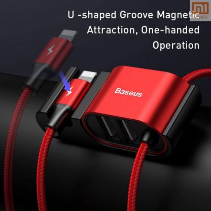USB кабел с Lightning конектор и 2xUSB-A порта (150 см) - Baseus Special Data Cable for Backseat (Lightning + USB) (CALHZ-09) (червен) 4