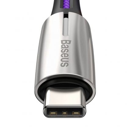 Кабел с въжена оплетка за устройства с USB-C порт (200 см) - Baseus Water Drop USB-C to USB-C Cable PD 2.0 60W (CATSD-K05) (лилав) 2