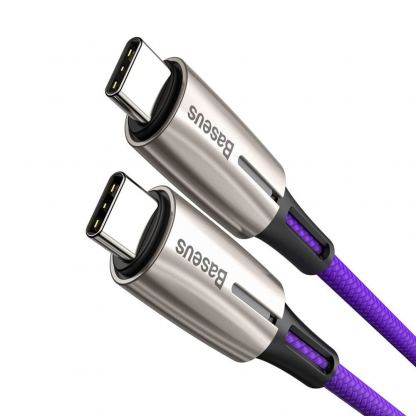 Кабел с въжена оплетка за устройства с USB-C порт (200 см) - Baseus Water Drop USB-C to USB-C Cable PD 2.0 60W (CATSD-K05) (лилав) 3