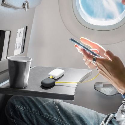 Универсален USB към USB-C кабел (100 см) - Baseus Lets Go Little Reunion One-Way Stretchable Data Cable (CATRN-GY) (сив-жълт) 9