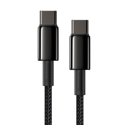 Здрав кабел с въжена оплетка за бързо зареждане за устройства с USB-C порт (200 см) - Baseus Tungsten Gold USB-C to USB-C Cable PD 2.0 100W (CATWJ-A01) (черен) 4