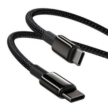 Здрав кабел с въжена оплетка за бързо зареждане за устройства с USB-C порт (200 см) - Baseus Tungsten Gold USB-C to USB-C Cable PD 2.0 100W (CATWJ-A01) (черен) 6
