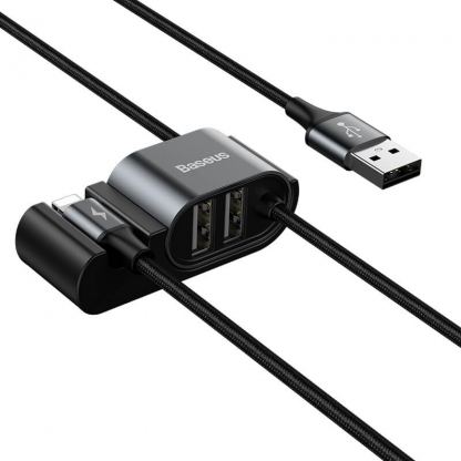 USB кабел с Lightning конектор и 2xUSB-A порта (150 см) - Baseus Special Data Cable for Backseat (Lightning + USB) (CALHZ-01) (черен) 2