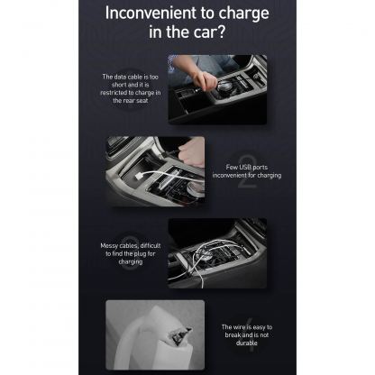 USB кабел с Lightning конектор и 2xUSB-A порта (150 см) - Baseus Special Data Cable for Backseat (Lightning + USB) (CALHZ-01) (черен) 6