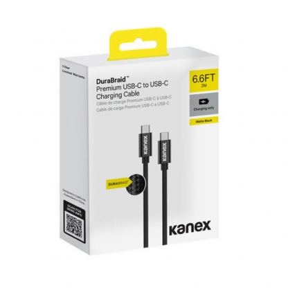 USB-C към USB-C кабел за устройства с USB-C порт (200 см) - Kanex DuraBraid USB-C to USB-C Charging Cable (черен)  2