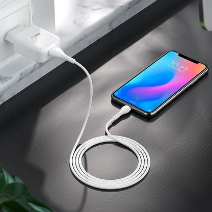 Захранване за ел. мрежа 2.1A с USB изход и USB-C кабел - Hoco N2 Wall Charger and USB-C Cable (бял) 3