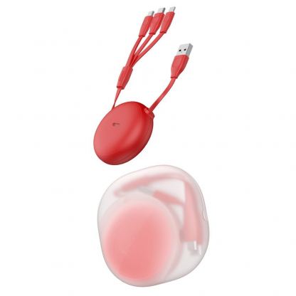 Универсален USB кабел с Lightning, microUSB и USB-C конектори (80 см) - Baseus Lets Go Little Reunion One-Way Stretchable 3-in-1 USB Cable (CAMLT-TY09) (червен) 8