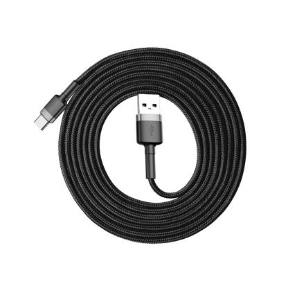 Кабел с въжена оплетка и бързо зареждане за устройства с USB-C порт (200 см) - Baseus Cafule USB-A to USB-C Cable 18W (CATKLF-CG1) (черен-сив) 2