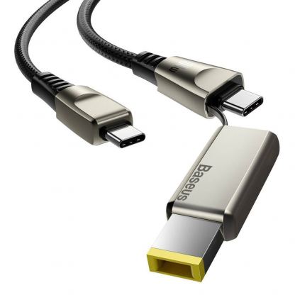 USB-C кабел с допълнителен адаптер за Lenovo лаптопи и бързо зареждане на устройства с USB-C порт (200 см) - Baseus Flash Series 2-in-1 USB-C & Lenovo Square Plug Cable (CA1T2-B01) (черен) 2