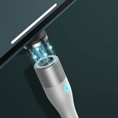 Кабел с магнитни конектори за Apple продукти с Lightning, microUSB и USB-C (100 см) - Baseus Zinc Magnetic Safe Fast Charging Data Cable (CA1T3-B02) (бял) 5
