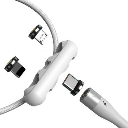 Кабел с магнитни конектори за Apple продукти с Lightning, microUSB и USB-C (100 см) - Baseus Zinc Magnetic Safe Fast Charging Data Cable (CA1T3-B02) (бял) 6