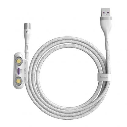 Кабел с магнитни конектори за Apple продукти с Lightning, microUSB и USB-C (100 см) - Baseus Zinc Magnetic Safe Fast Charging Data Cable (CA1T3-B02) (бял) 7