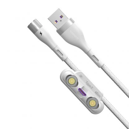 Кабел с магнитни конектори за Apple продукти с Lightning, microUSB и USB-C (100 см) - Baseus Zinc Magnetic Safe Fast Charging Data Cable (CA1T3-B02) (бял) 8