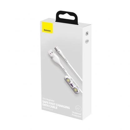Кабел с магнитни конектори за Apple продукти с Lightning, microUSB и USB-C (100 см) - Baseus Zinc Magnetic Safe Fast Charging Data Cable (CA1T3-B02) (бял) 10