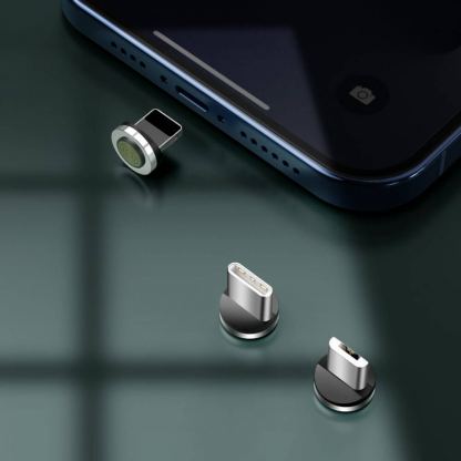 Кабел с магнитни конектори за Apple продукти с Lightning, microUSB и USB-C (100 см) - Baseus Zinc Magnetic Safe Fast Charging Data Cable (CA1T3-A02) (бял) 5