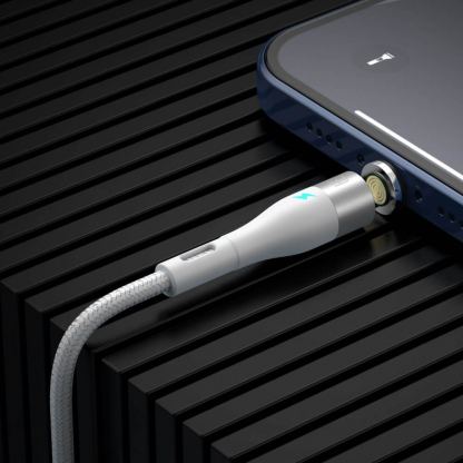 Кабел с магнитни конектори за Apple продукти с Lightning, microUSB и USB-C (100 см) - Baseus Zinc Magnetic Safe Fast Charging Data Cable (CA1T3-A02) (бял) 6