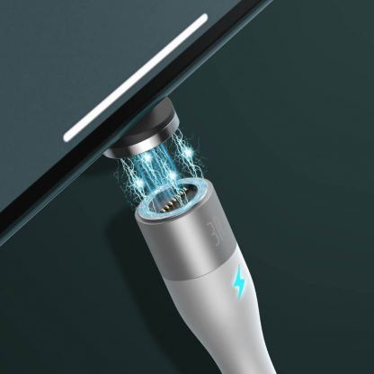 Кабел с магнитни конектори за Apple продукти с Lightning, microUSB и USB-C (100 см) - Baseus Zinc Magnetic Safe Fast Charging Data Cable (CA1T3-A02) (бял) 7
