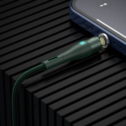Кабел с магнитни конектори за Apple продукти с Lightning, microUSB и USB-C (100 см) - Baseus Zinc Magnetic Safe Fast Charging Data Cable (CA1T3-A06) (зелен) 4