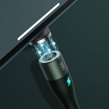 Кабел с магнитни конектори за Apple продукти с Lightning, microUSB и USB-C (100 см) - Baseus Zinc Magnetic Safe Fast Charging Data Cable (CA1T3-A06) (зелен) 5