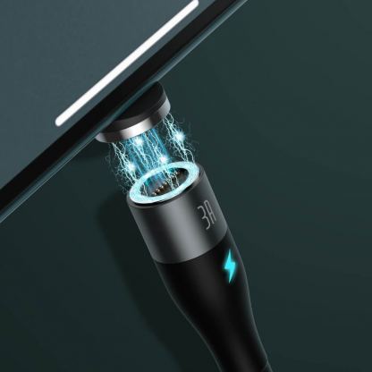 Кабел с магнитни конектори за Apple продукти с Lightning, microUSB и USB-C (100 см) - Baseus Zinc Magnetic Safe Fast Charging Data Cable (CA1T3-AG1) (черен) 6