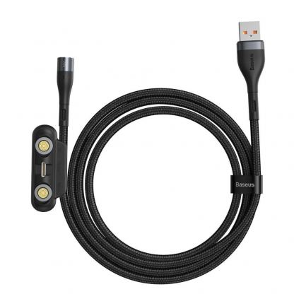Кабел с магнитни конектори за Apple продукти с Lightning, microUSB и USB-C (100 см) - Baseus Zinc Magnetic Safe Fast Charging Data Cable (CA1T3-AG1) (черен) 8