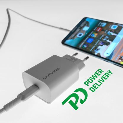 Захранване за ел. мрежа с USB-C изход и USB-C към USB-C кабел - 4smarts Wall Charger VoltPlug PD 20W (бял) 3