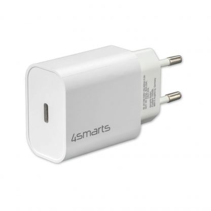 Захранване за ел. мрежа с USB-C изход и USB-C към USB-C кабел - 4smarts Wall Charger VoltPlug PD 20W (бял) 5