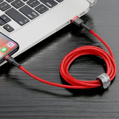Lightning USB кабел за Apple устройства с Lightning порт (300 см) - Baseus Cafule USB Lightning Cable (CALKLF-R09) (червен) 5