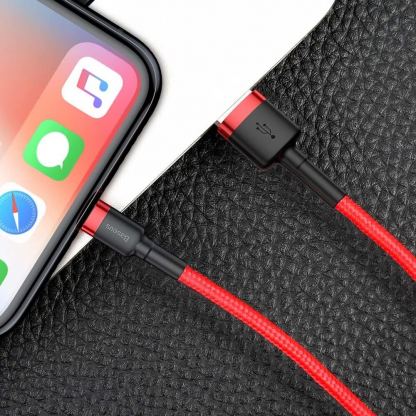 Lightning USB кабел за Apple устройства с Lightning порт (300 см) - Baseus Cafule USB Lightning Cable (CALKLF-R09) (червен) 7