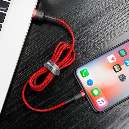 Lightning USB кабел за Apple устройства с Lightning порт (300 см) - Baseus Cafule USB Lightning Cable (CALKLF-R09) (червен) 8