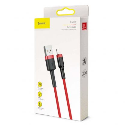 Lightning USB кабел за Apple устройства с Lightning порт (300 см) - Baseus Cafule USB Lightning Cable (CALKLF-R09) (червен) 9