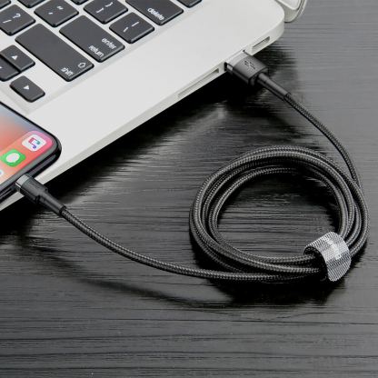 Lightning USB кабел за Apple устройства с Lightning порт (100 см) - Baseus Cafule USB Lightning Cable (CALKLF-BG1) (черен-сив) 3