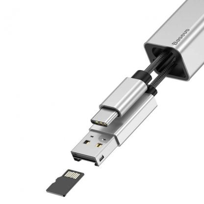 Кабел USB-A към USB-C с четец за microSD карти памет за мобилни устройства - Baseus Card Reading Cable USB-C & USB-A Memory Card Reader (сребрист) 6
