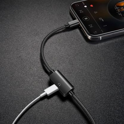 Lightning USB кабел с допълнителен Lightning порт за устройства с Lightning порт (100 см) - Baseus Music Series Lightning Audio Data Cable (черен) 4
