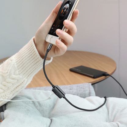 Lightning USB кабел с допълнителен Lightning порт за устройства с Lightning порт (100 см) - Baseus Music Series Lightning Audio Data Cable (черен) 5