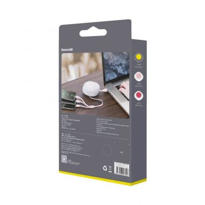 Универсален USB кабел с Lightning, microUSB и USB-C конектори (80 см) - Baseus Lets Go Little Reunion One-Way Stretchable 3-in-1 USB Cable (розов) 4