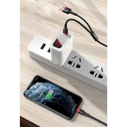 USB и USB-C към Lightning кабел за Apple устройства с Lightning порт (120 см) - Baseus Cafule USB + USB-C to Lightning Cable PD 18W (CATKLF-ELG1) (черен-сив) 6