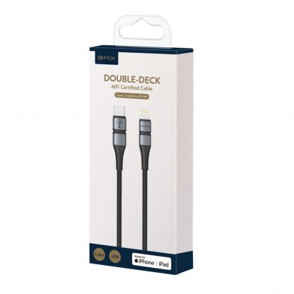 MFI сертифициран USB-C към Lightning кабел за Apple устройства с Lightning порт (180 см) - Baseus BMX Double-Deck USB-C to Lightning Cable PD 18W (CATLSJ-BG1) (черен) 3