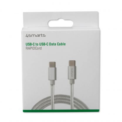 USB-C към USB-C кабел за устройства с USB-C порт (100 см) - 4smarts RapidCord USB-C to USB-C Data Cable 50W (бял) 5