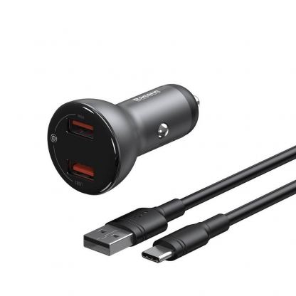 Зарядно за кола с 2xUSB-A изхода с технология за бързо зареждане и USB-C кабел - Baseus Digital Display Dual USB Quick Car Charger 45W (TZCCBX-B0G) (черен) 4