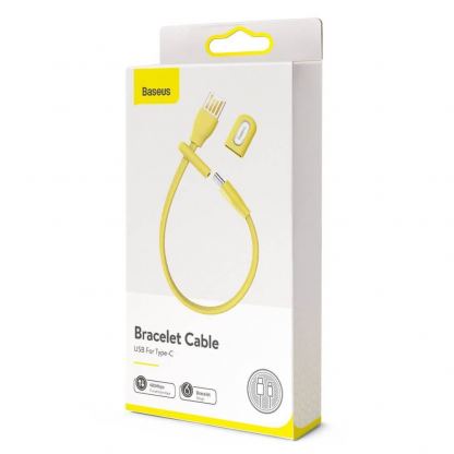 Кабел за устройства с USB-C порт (22 см) - Baseus Bracelet USB-C Cable (CATFH-06A) (жълт)  7