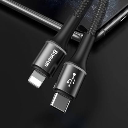 USB-C към Lightning кабел за Apple устройства с Lightning порт (100 см) - Baseus Halo USB-C to Lightning Cable (CATLGH-01) (черен) 5