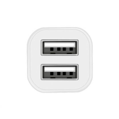 Зарядно за кола с 2xUSB изходa (4.8A) и Lightning кабел за iPhone, iPad и iPod с Lightning порт - Hoco Dual USB Car Charger 4.8A & Lightning Cable Z12 (бял) 2