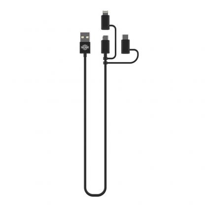 Здрав кабел с въжена оплетка за устройства с Lightning, microUSB и USB-C порт (90 см) - Harley Davidson 3-in-1 USB Universal Cable (черен) 2