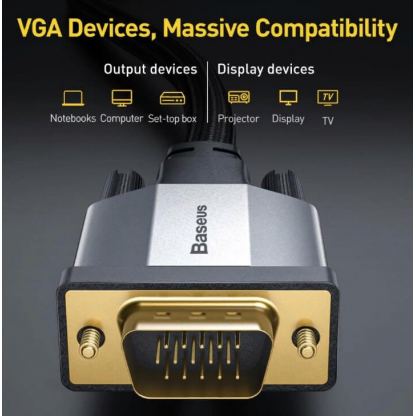 VGA към VGA кабел (300 см) - Baseus Enjoyment Series VGA Male To VGA Male Cable (CAKSX-V0G) (черен) 5