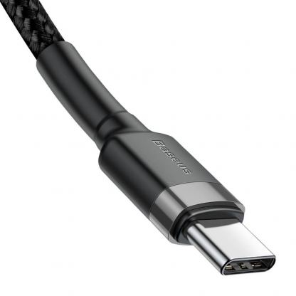 Кабел с въжена оплетка и бързо зареждане за устройства с USB-C порт (100 см) - Baseus Cafule USB-C to USB-C Cable PD 2.0 60W (CATKLF-GG1) (черен-сив) 5