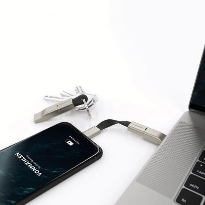 Универсален алуминиев USB-C кабел за устройства с USB-C порт (10 см) - Vonmahlen High Five-C Charging Cable (сив) 3