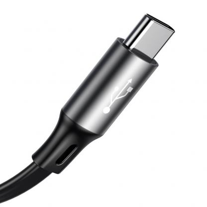 Универсален USB кабел с Lightning, microUSB и USB-C конектори (120 см) - Baseus Fabric 3-in-1 Flexible Cable USB (CAMLT-BYG1) (сив) 3